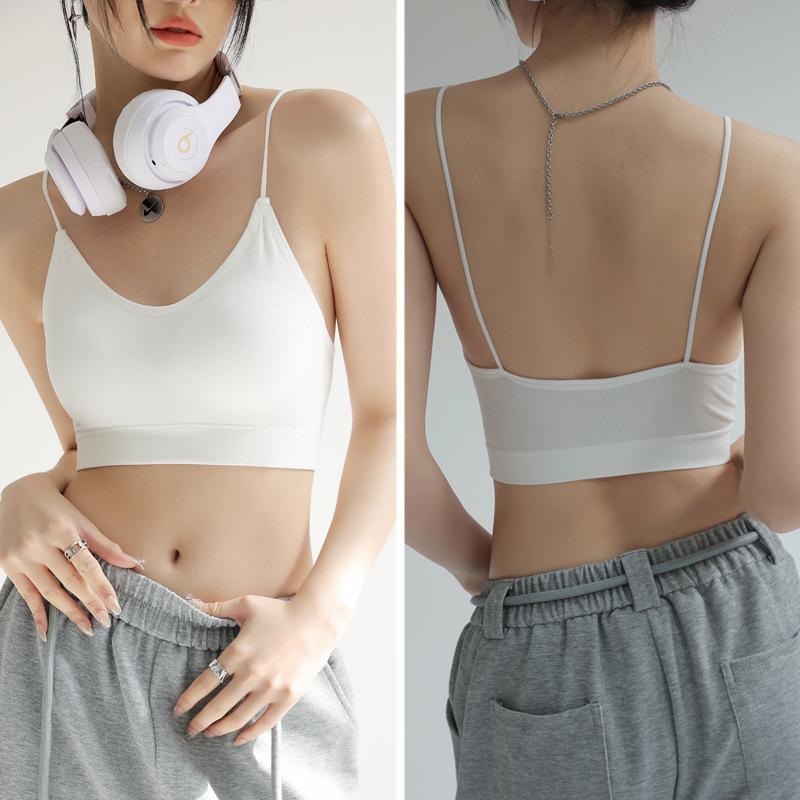 Thin Suspender Threaded Beautiful Back Underwear for Women, Thin Camisole Vest, Short Sports Tube Top Inside Suit, Can Be Worn Outside