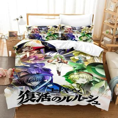 Comfortable Anime Print Bedding Set With Duvet Cover And Pillowcases Single Twin Full Queen King Sizes For All Ages