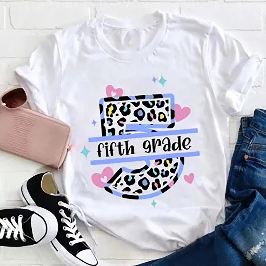 Personalized Grade Colorful Leopard Teacher T Shirt Life Kindergarten For Vintage Slightly Top For Everyday Wear