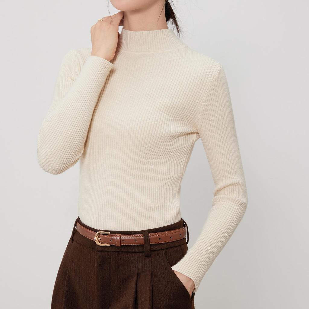 Women's Long Sleeve High-Neck Slim Fit Knit Sweater - 2025 Autumn/Winter Collection