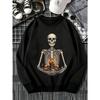 Men's Crew Neck Sweatshirt Rib Cage Haunted House Pumpkin Black Cat Bat Graphic Print Halloween Loose Long Sleeve Top All Season Wear