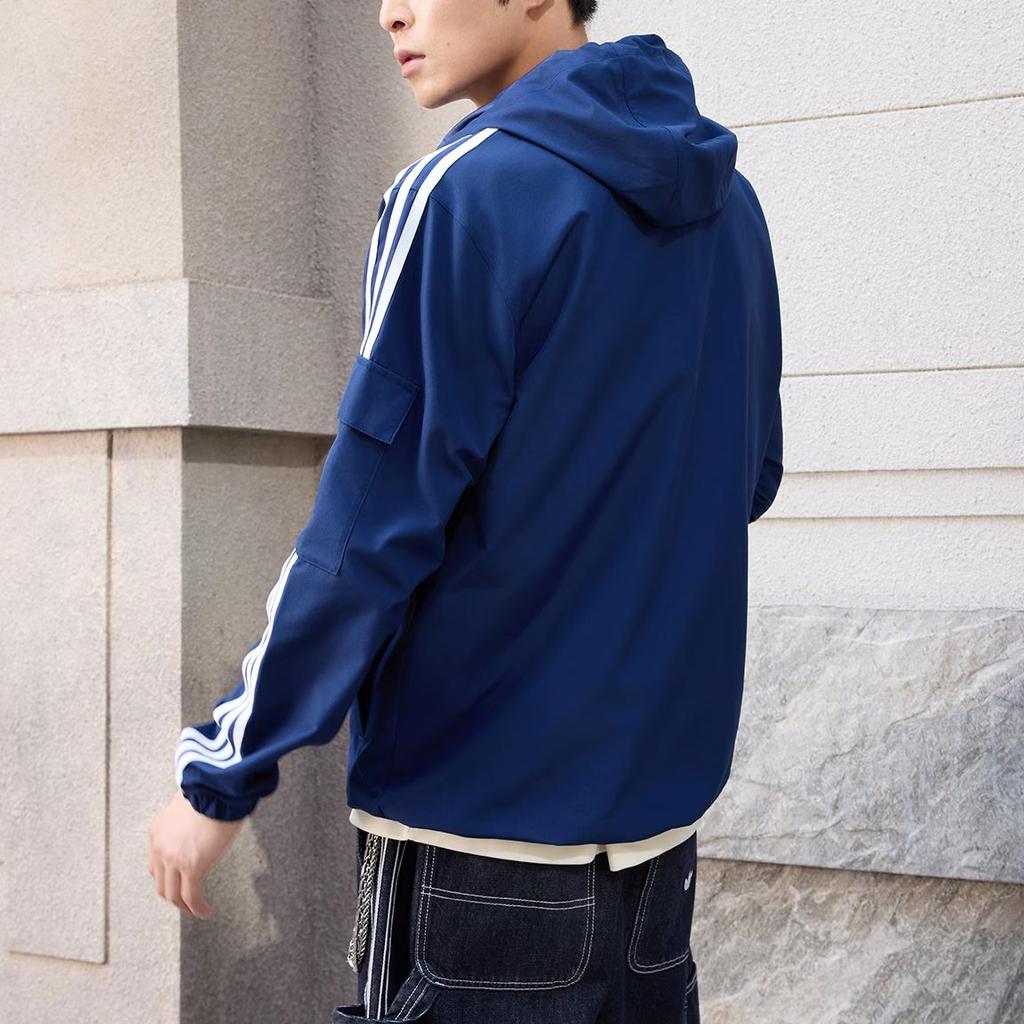 adidas Originals Men's Classic Hooded Windbreaker Jacket Navy KV8850