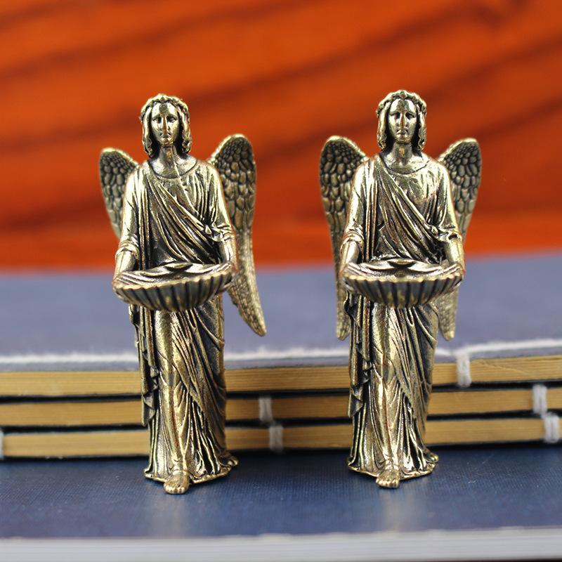 Brass Angel Statue Figurines, Desktop Decorations, Creative Crafts, Small Bronze Ornaments For Home Decor