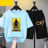Kids Summer Children Clothing CR7 Soccer Star Print Short Sleeve Top Shorts 2pcs Set Soft Sports Tracksuit Outfit Wear