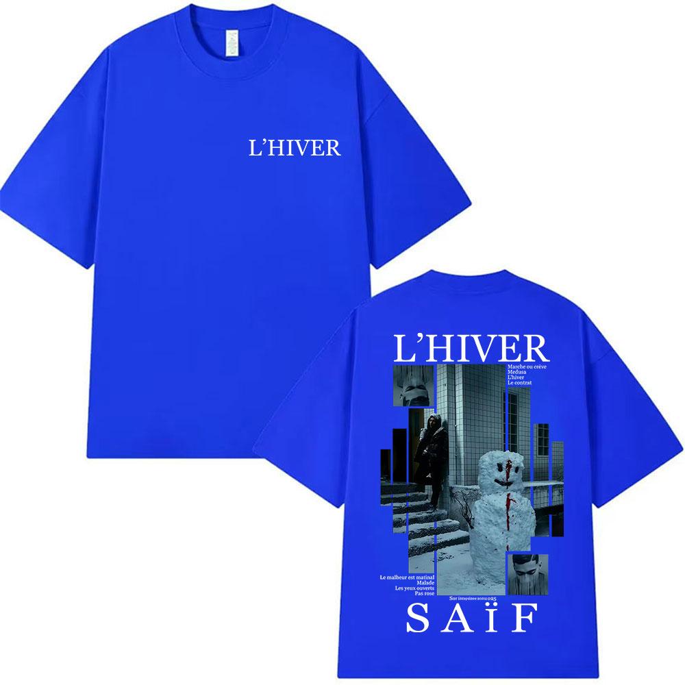 2025 Summer Rapper LHIVER Saif Album Graphic T Shirt Mens Gothic Hip Hop Short Sleeve 100 Pure Cotton Printed Leisure Tshirt