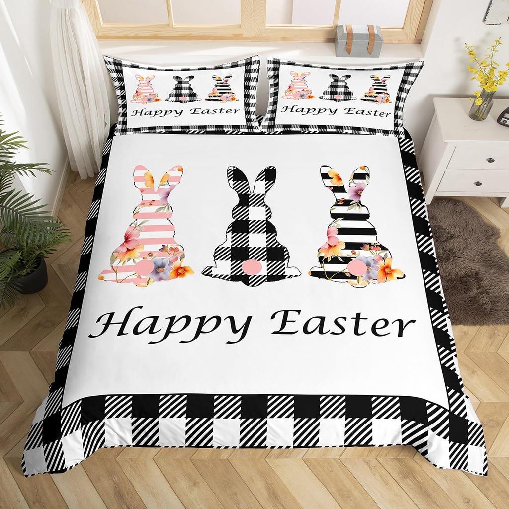 Rabbit Duvet Covers For Children Boys Girls Kawaii Animal Comforter Covers With 2 Pillowcases 3 Pcs Bedding Sets Queen King Size