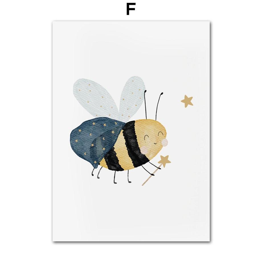 Cute Boho Animal Bear Hedgehog Koala Bee Rabbit Nursery Wall Art Canvas  Poster And Prints Baby Kids Room Decor