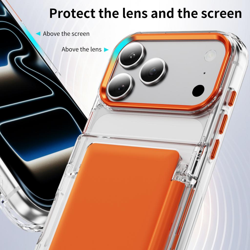 Clear Shockproof Card Holder Phone Case for iPhone 17 Pro Max 16 Plus 15 14 13 12 Full Protection Comfortable Grip Slim Cover