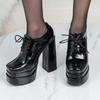 Women's Black Block High Heels Pumps Shoes Platform Sexy 2025 Sping Super Gothic Heeled Dance Party Stripper Shoes Ladies