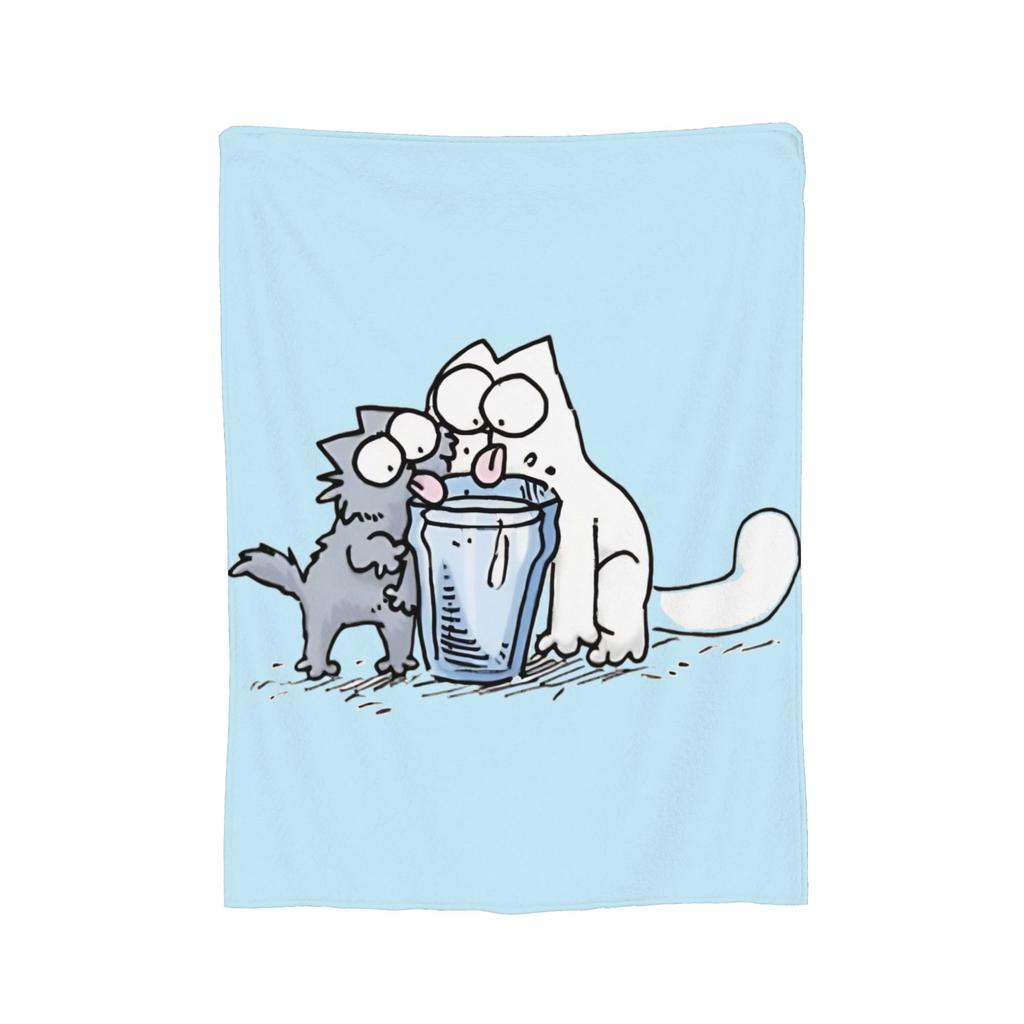 Coperte in pile Gatto Cartone Animato Gatto Simons Coperta Plaid Vintage per Casa Copriletti,