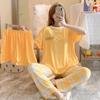 3 Sets Of Summer Women's Pajamas Set Of Short-Sleeved Long Pants Casual Girls Homewear Sets Teenage Homewear