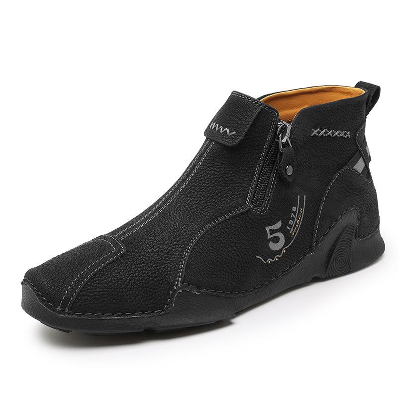 Spring 2025 Men s Large Leather Zipper Boots - Korean Style Outdoor Fashion. 44