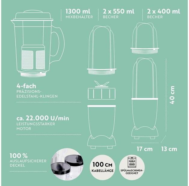 Stationary Blender Gourmetmaxx Mr. Magic Set 18-piece. Silver (13995)