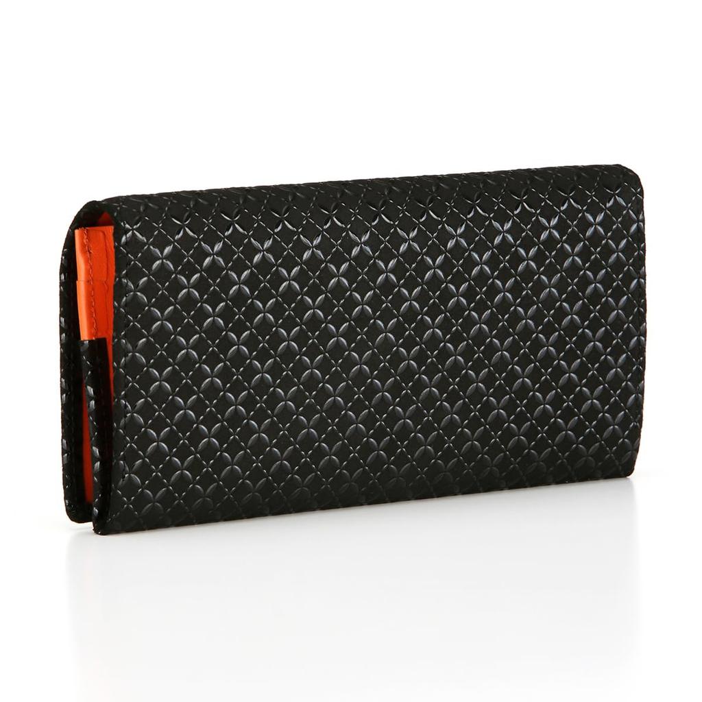 [Inden-ya] Inden HISOCA Hisoka Traditional Craft Koshu Inden Deerskin Lacquer Original Brand Wallet Black with Black Lacquer and Shippo Pattern