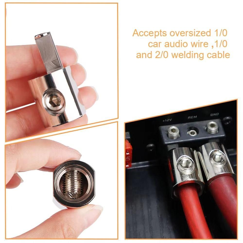 Silver Amp Input Reducer 1/0 AWG To 4 AWG Car Audio Terminal Connectors