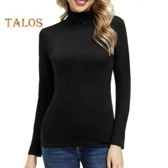 Damen-Oberteile mit hohem Kragen, langen Ärmeln, schmale Passform, Pullover-Oberteile, einfarbig, Basic-Rollkragenbluse für den Alltag