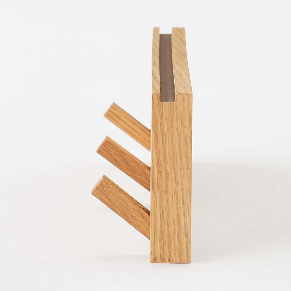 MUJI Wall-Mounted Furniture, 3-Hook Hanger, Oak Wood, 44cm (W) x 25cm (D) x 10cm (H), 44505083