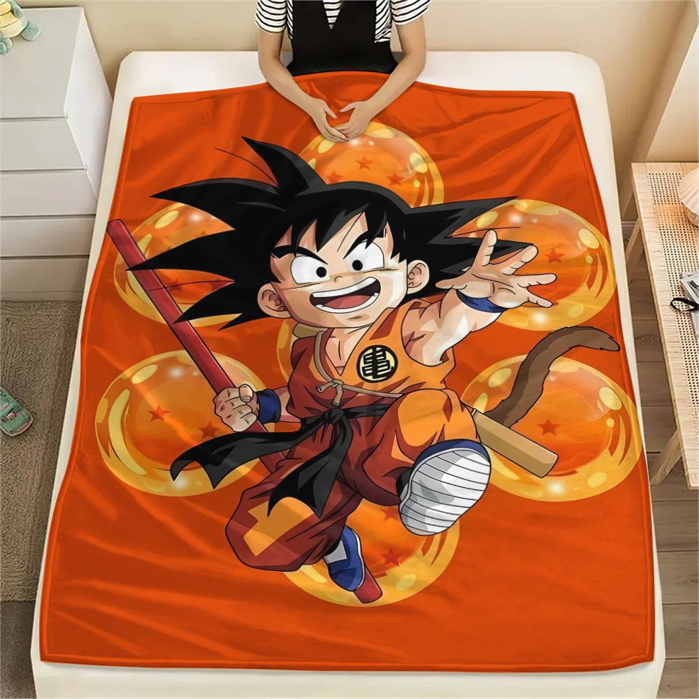 1PC Son Goku Patterned Flannel Blanket Suitable For All Seasons For Home Decor Warmth And Comfort Gifts Holiday Present