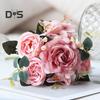 Vintage Artificial Peonies Faux Silk Flowers Bunch Hydrangea Rose Peony Floral Centerpiece for Wedding Event Party Home Decor
