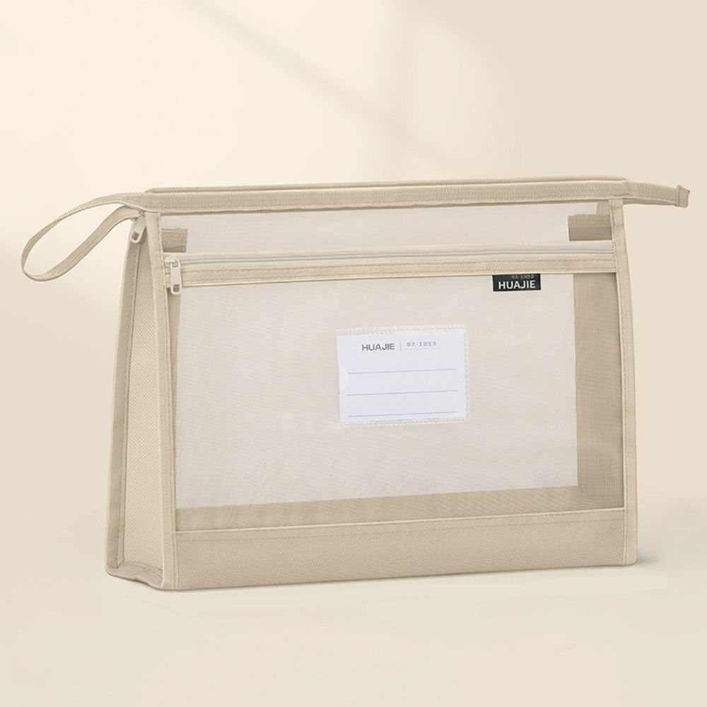 Transparent Mesh Subject Classification Bag Double-layer Mesh Zipper Bag  School Exams