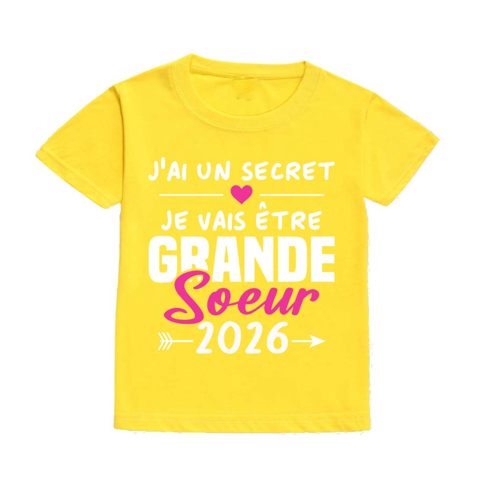 I Have A Secret I Will Become My Sister in 2026 Print Girls Kid Tee Top Pregnancy Announcement Kid Short Sleeve Tee Tops