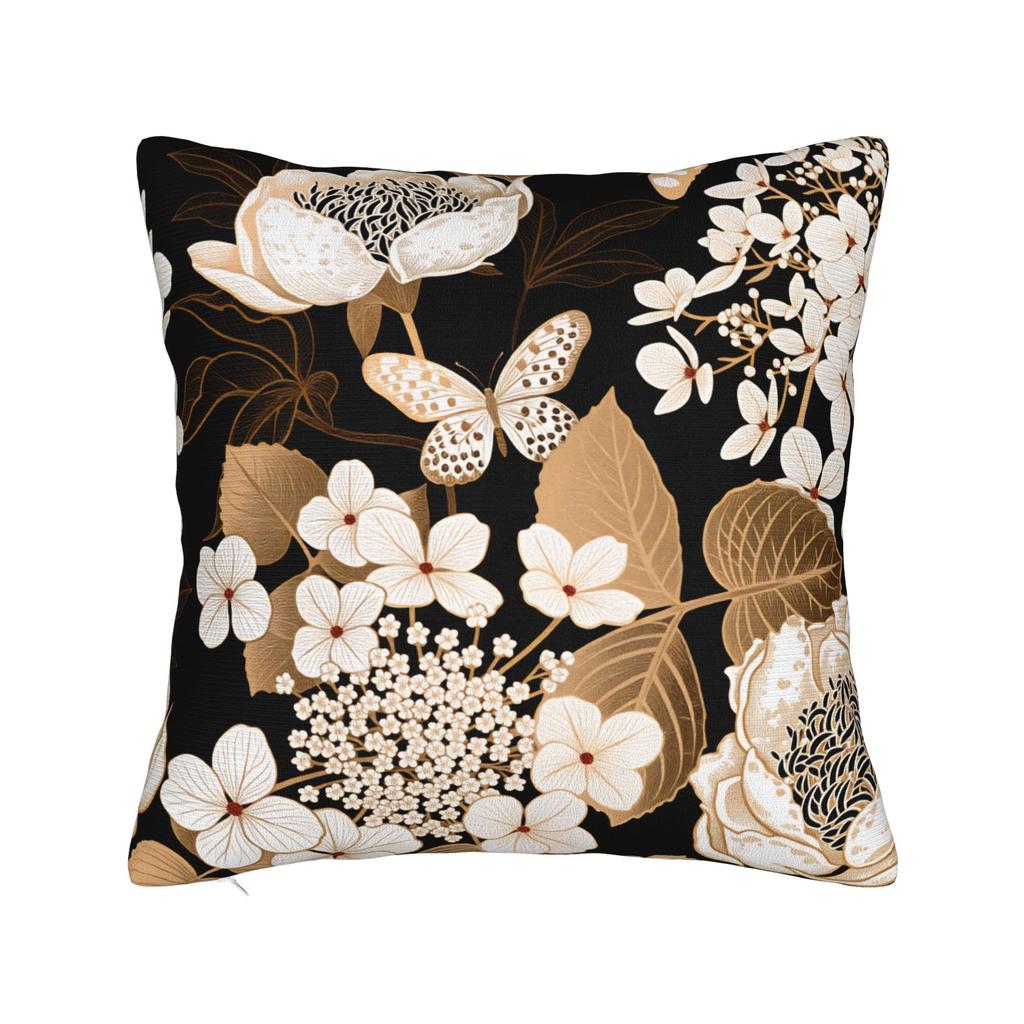 Black White Gold Flower Pillow Case Graphic Pillow Cover For Chair Sofa Home Decor Fashion Cushion Cover