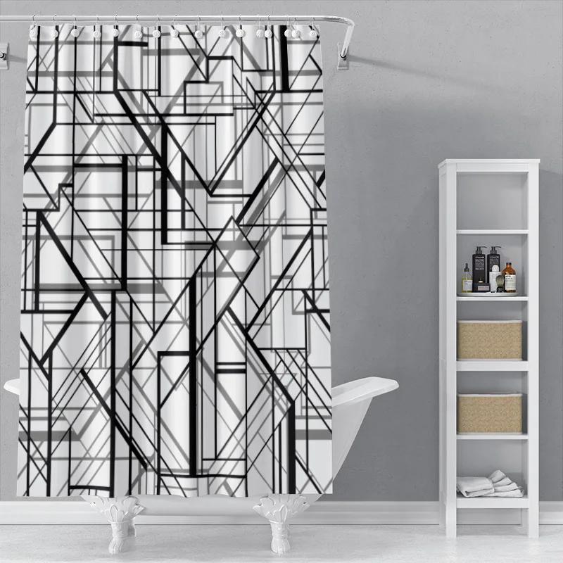 The New Isn Simple Nordic Black And White Line Draft Shower Curtain Toilet Partition Hanging Cloth Window Shading
