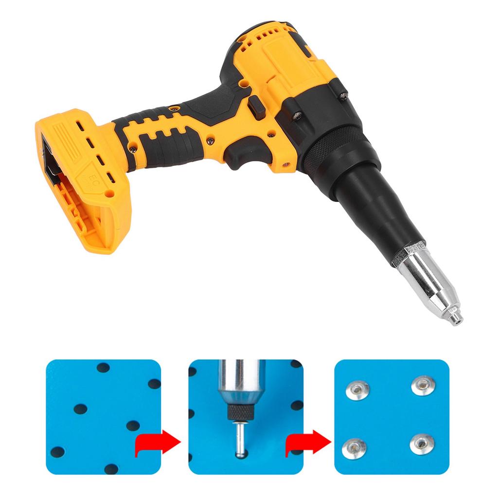 Cordless Rivet Tool 3.2‑4.8mm Rivet Nut Gun Brushless Automatic Riveter with LED Light for DCB206 DC