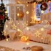 USB & Battery Operated Star Moon Curtain String Lights, Warm White & Multicolor LED Fairy Hanging Lights for Bedroom, Christmas, New Year Indoor Decor