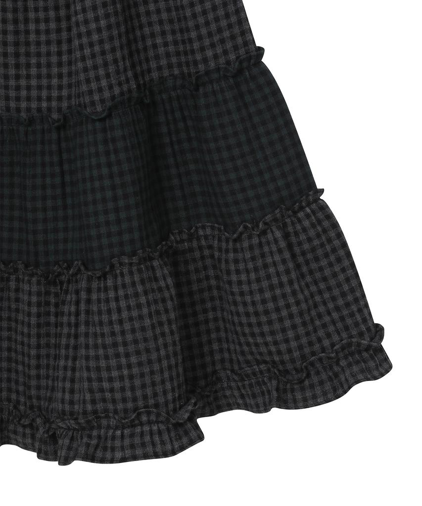 BAUF Vintage Frill Skirt [Black Check]