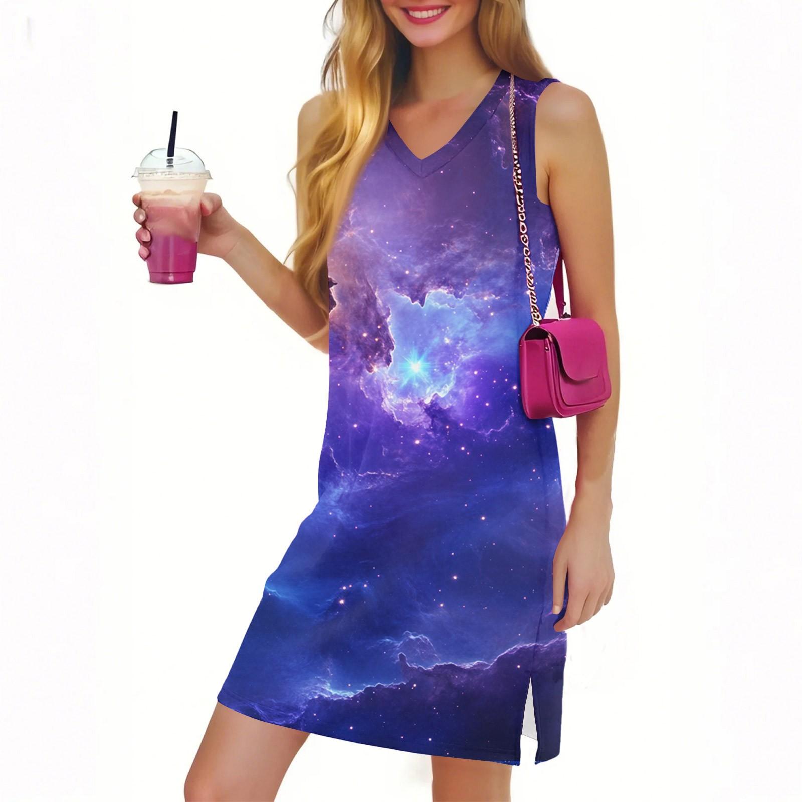 

Женское повседневное модное сексуальное платье без рукавов с V-образным вырезом и цветочным подолом M