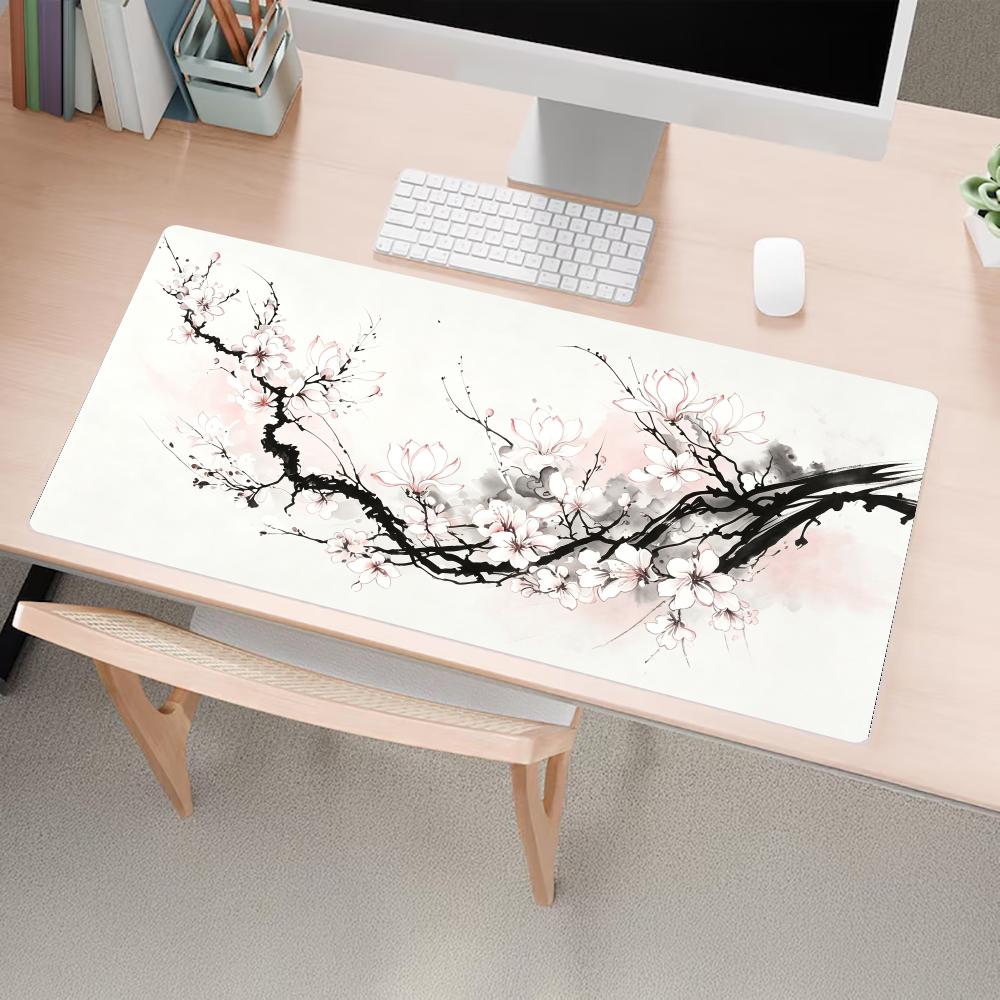 Ink Painting Floral Art Mousepad Speed Office Desk Accessories Gaming Mats Carpet Mouse Mat Desk Pad Computer Desk Decorating