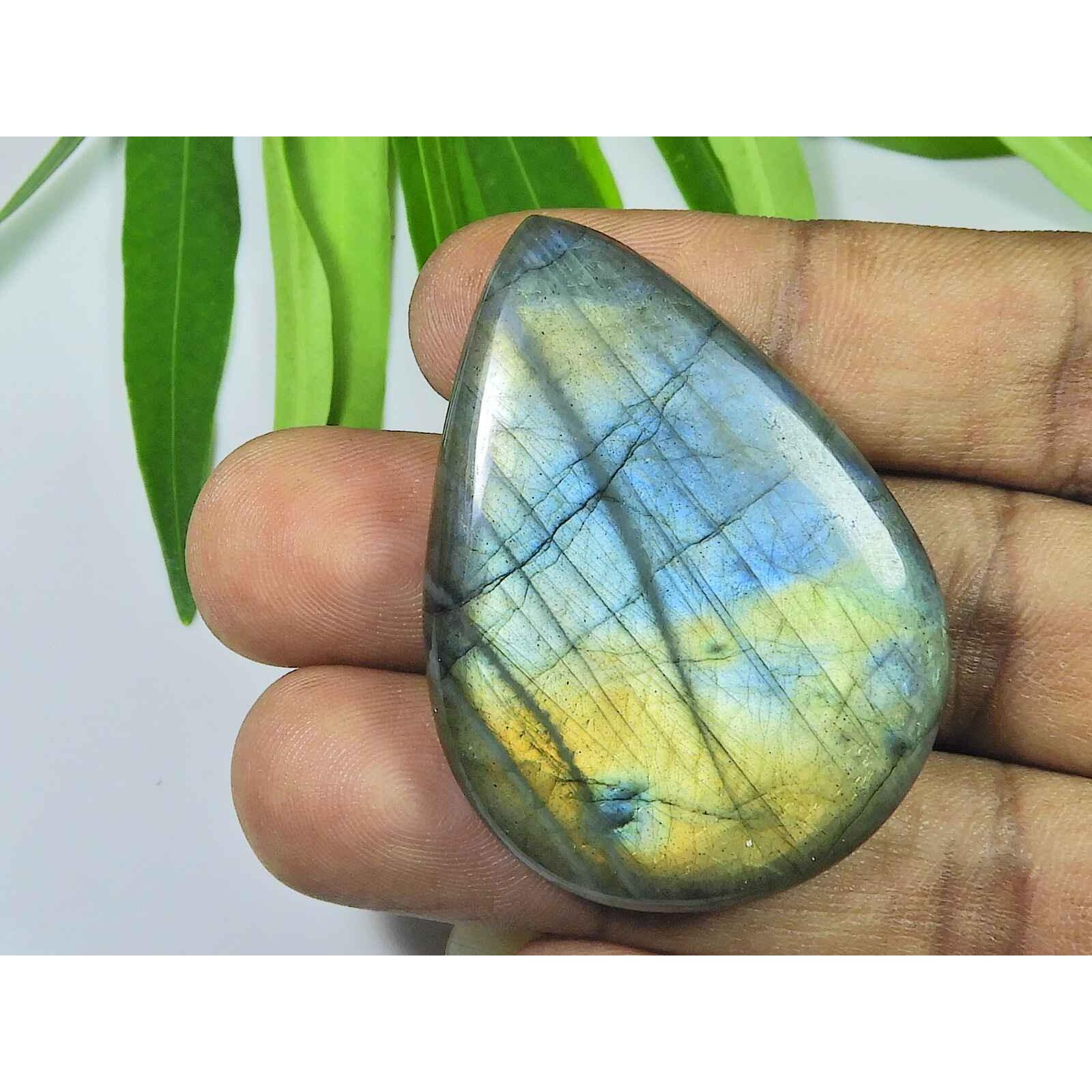 

24X45X05MM Multi Fire Labradorite Pear Cabochon Loose Natural Gemstone 95Cts SK-3985