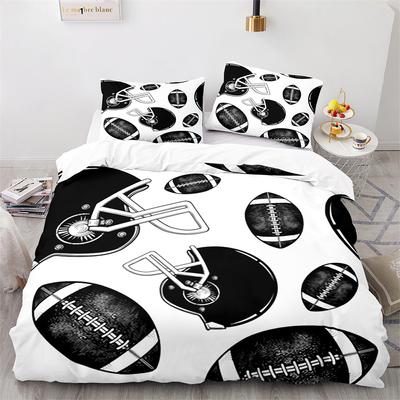 American Football Bettbezug Set 3D Sport Rugby Spieler Bettdeckenbezug Schädel Footballspieler Polyester Bettwäscheset Für Kind Junge