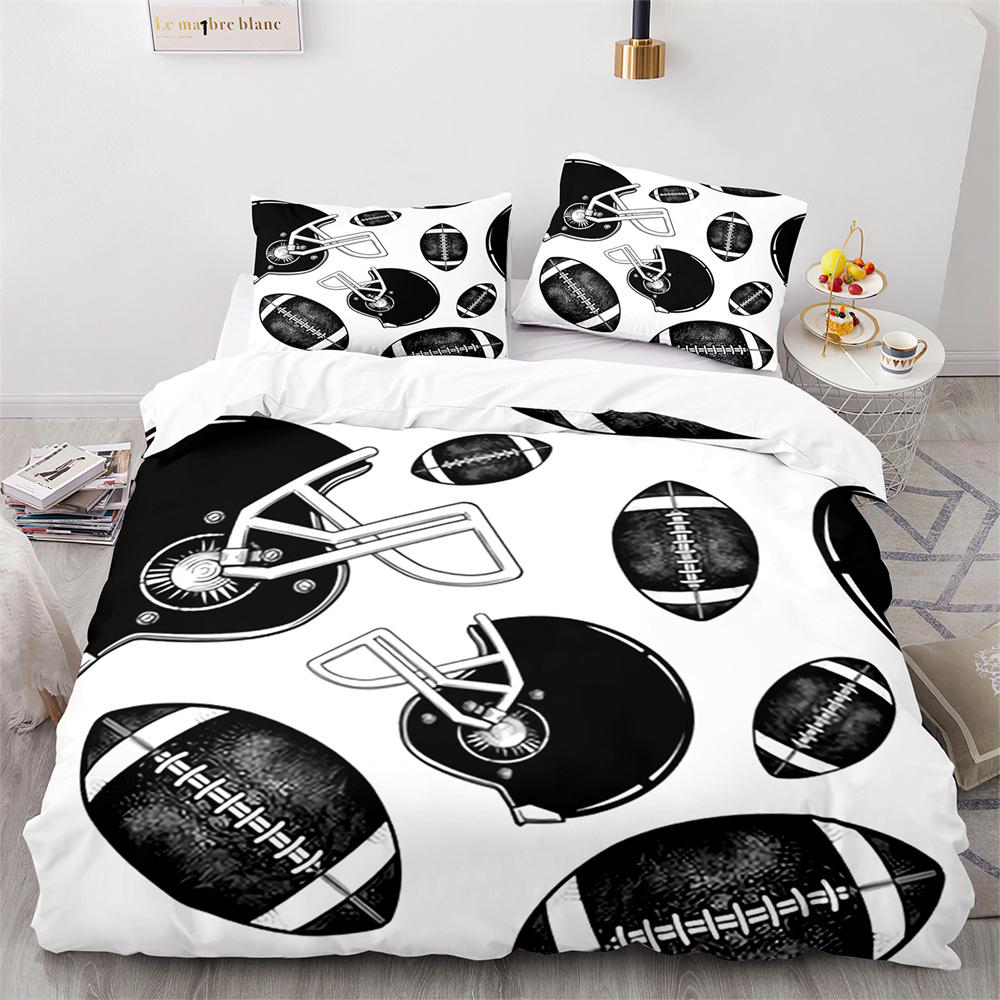 American Football Duvet Cover Set 3D Sports Rugby Player Comforter Cover Skull Football Player Polyester Bedding Set For Kid Boy