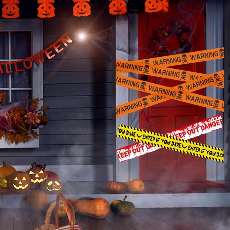 1pc Halloween Warning Strip Plastic Isolation Tape Party Haunted House Decoration Horror Atmosphere Danger Do Not Enter Warning