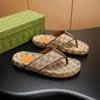 Mens Thick Sole Flip Flops With Embroidery Casual Outdoor Sandals Beach Walk