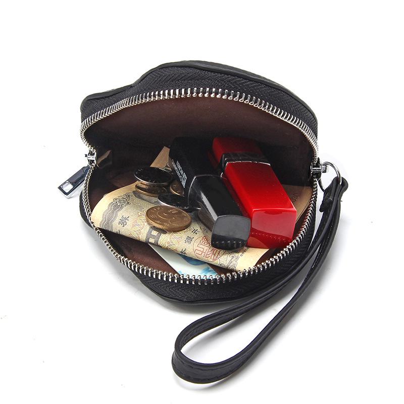 Geldbörse aus Rindsleder in Herzform im koreanischen Stil: Niedliche Echtleder-Geldbörse für Münzen, Kopfhörer, Lippenstift und mehr