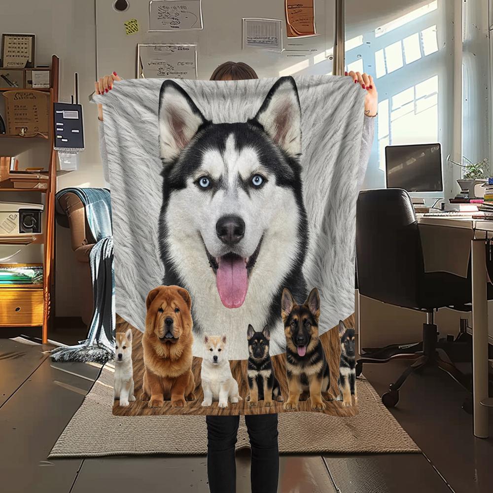 1Pc Labrador Dogs Print Flannel Blanket, High quality Comfortable for All Seasons, Home Decor, Warmth and Comfort, Perfect for Gifts