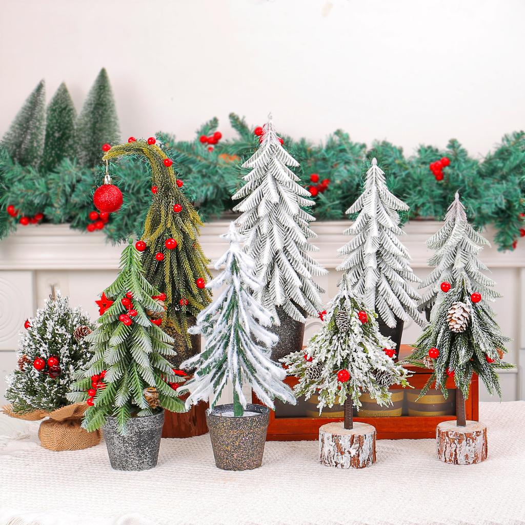 Mini table Christmas trees, Small size Christmas trees gift for kids and friends, desktop christmas tree, New year's tree decoration with snow