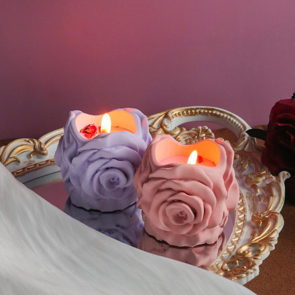 Silicone Mold Making Elegant Rose Candle Holders Moulds Home Ornament Moulds Silicone Texture for Weddings and Events