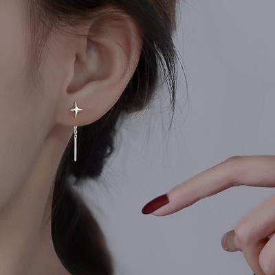 Silver Color Asymmetrical Star Dangle Earring Women Able Elegant Earring