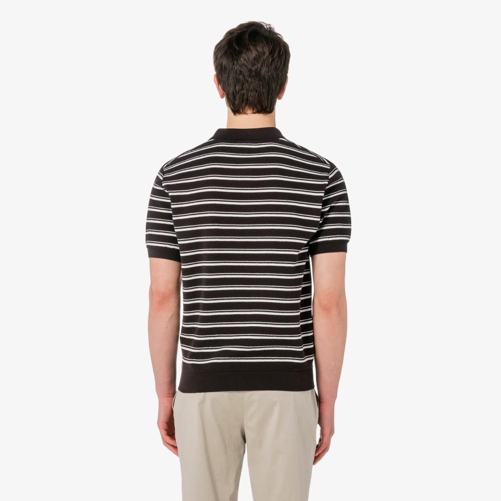 [lacoste] Men's Multi-Stripe Boucle Mix Short-Sleeve Sweater Polo Shirt PH578E-56G3LA