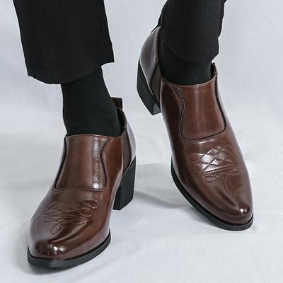 New Fashion Men's Pointed Black Brown Height Increasing Formal Shoes Male Wedding Prom Homecoming Flats Sapato Social Masculino