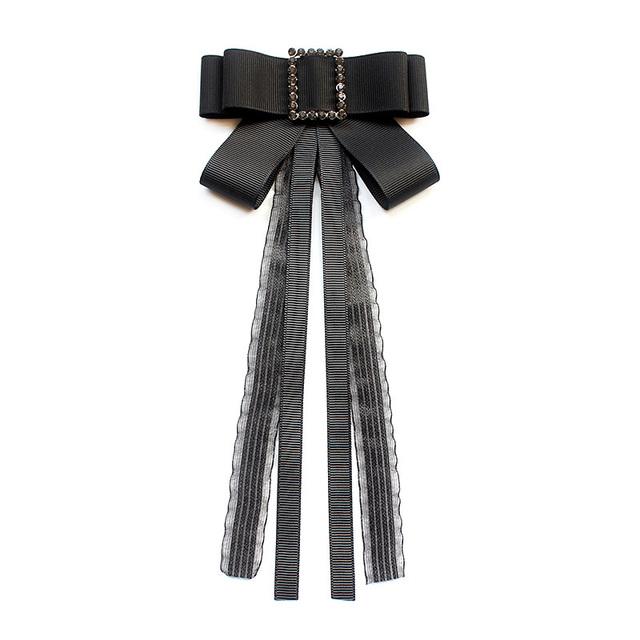 New Female Unisex Bow Tie Brooches For Women Pearl Crystal Pendant Collar Pin Shirt Clothes Necktie Bowknot Suit Accessories