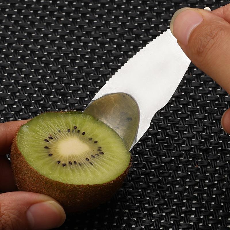 Cortador de kiwi de acero inoxidable, pelador de aguacate, cuchillo pelador, cuchara para excavar kiwi, cuchara para cortar frutas, herramientas, accesorios de cocina