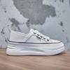 Two wearing little white shoes women's spring new trendy shoes soft leather lace-up shallow mouth shoes thick sole height increase casual shoes