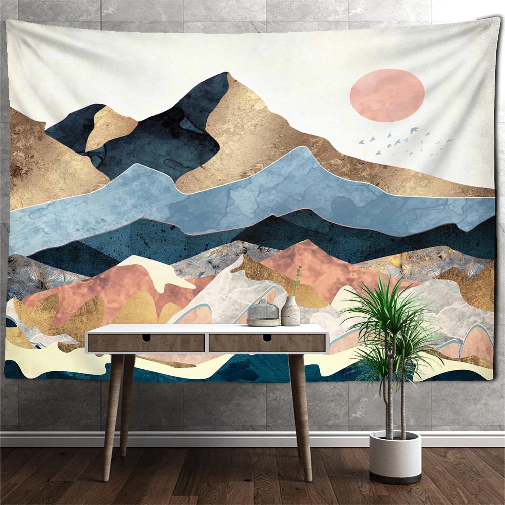 

Горы и реки Креативная картина Гобелен Настенный гобелен Ретро-богемный стиль Простой домашний декор Фоновая ткань 95x70cm