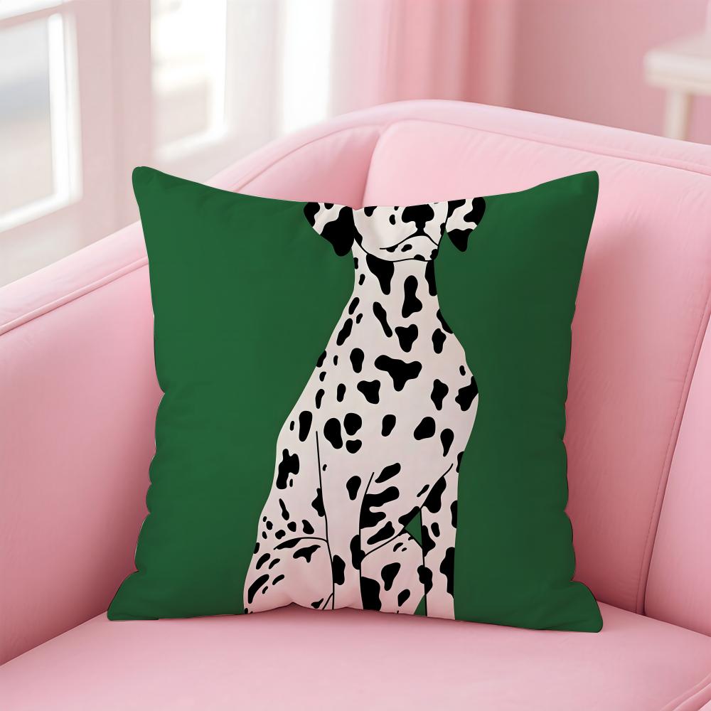D-Dalmatian Cushion Cover Pillowcase Short Plush Invisible Zipper Room Sofa Cushion Cover