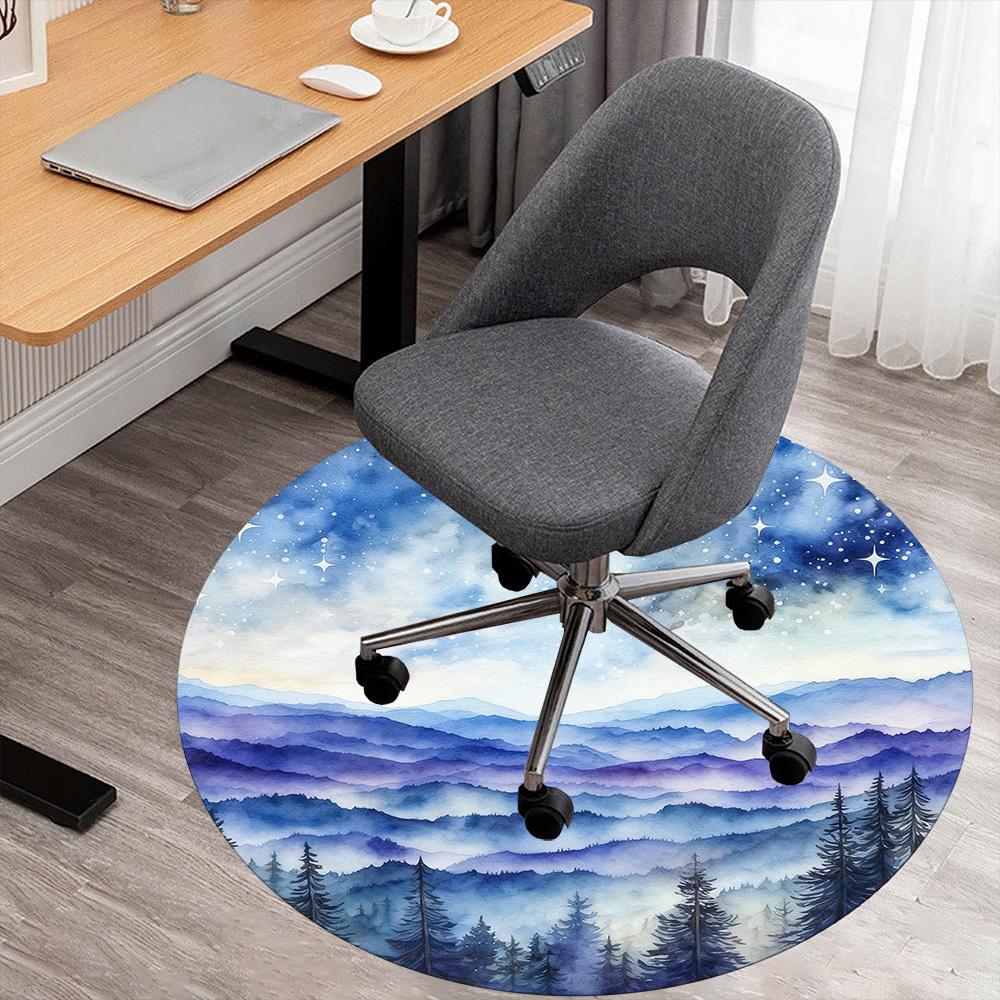 

1pc night sky mountains Round Chair mat office Area Rug - Non-Slip, Floor Mat for Office, Bedroom, Ideal home decor gift p0105119 80cm